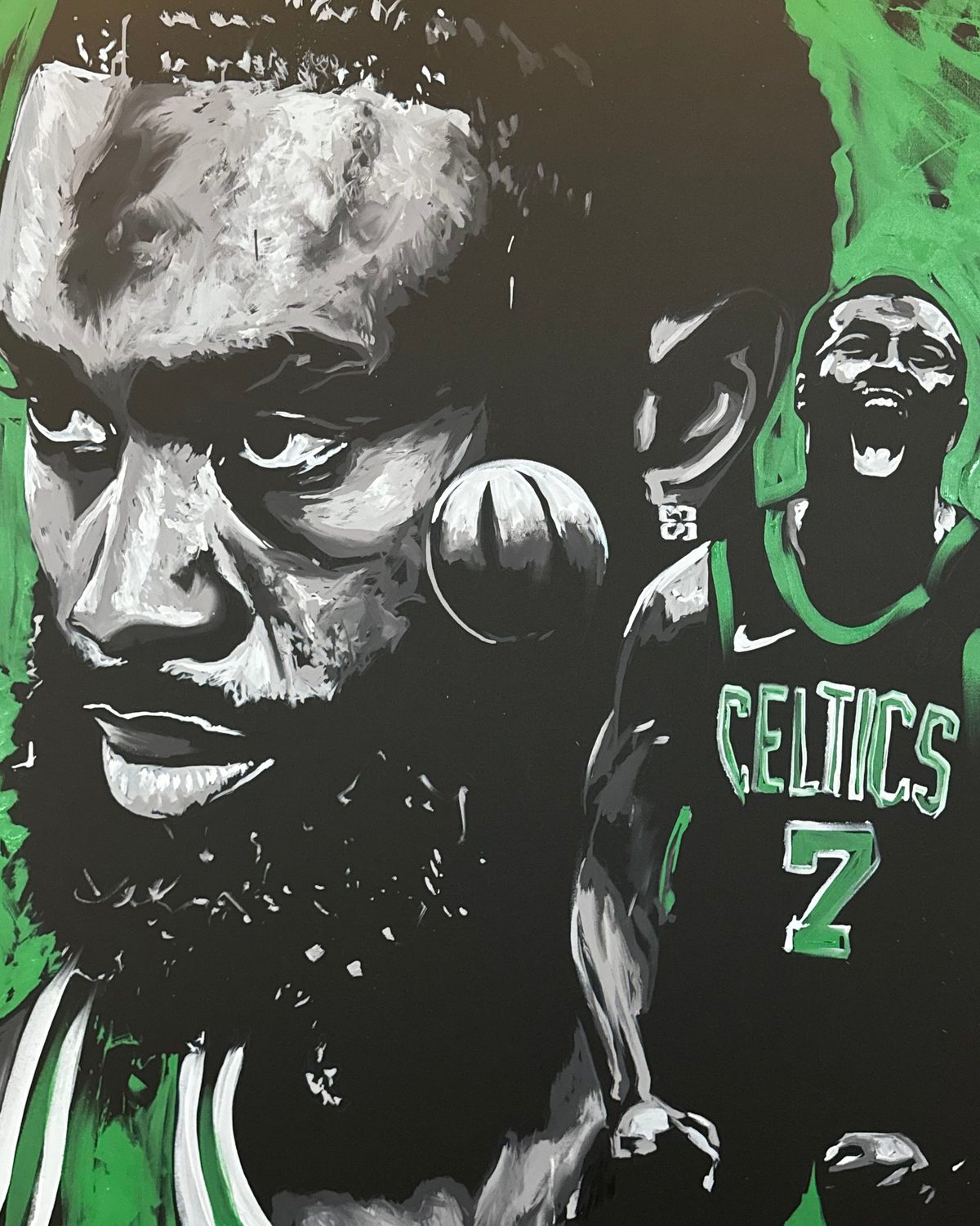 Live speed-painted portrait of Jaylen Brown for a player-foundation gala