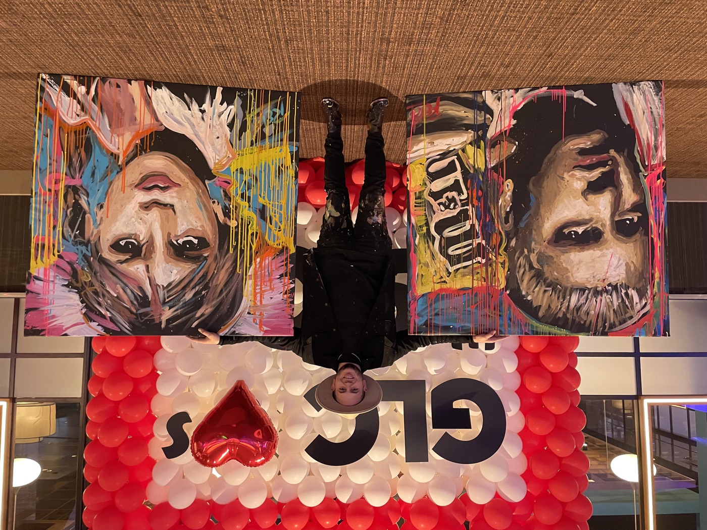 Revel with two completed speed paintings at the GLCO corporate event